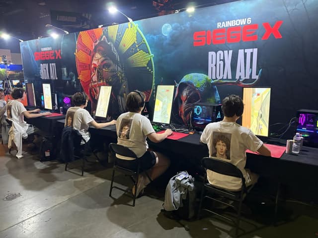 Branded game activation booth at a convention